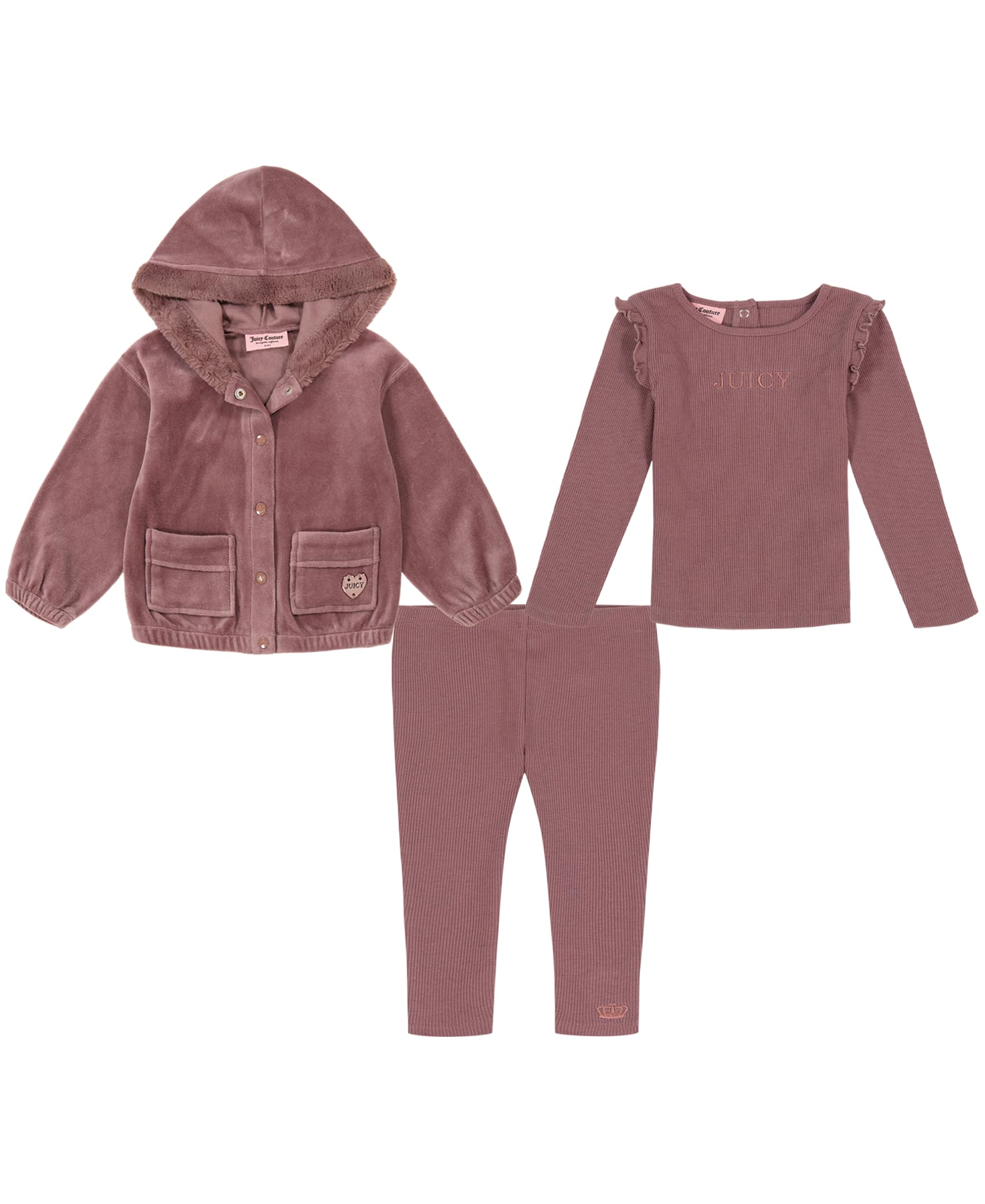 Juicy Couture baby-girls 3 Piece Velour Jacket SetBaby and Toddler Layette Set