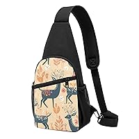 Sling Bag Crossbody for Women Fanny Pack Deer Pattern Chest Bag Daypack for Hiking Travel Waist Bag