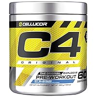 Cellucor C4 Original Pre Workout Powder ICY Blue Razz - Vitamin C for Immune Support - Sugar Free Preworkout Energy for Men & Women - 150mg Caffeine Plus Beta Alanine Plus Creatine - 60 Servings