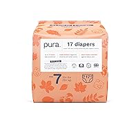 Size 7 Eco-Friendly Diapers (33+lbs) Totally Chlorine Free (TCF) Hypoallergenic, Soft Organic Cotton Comfort, Sustainable, up to 12 Hours Leak Protection, Allergy UK,1 Pack of 17 Diapers