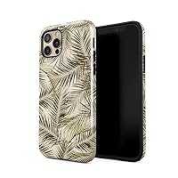 BURGA Phone Case Compatible with iPhone 12 PRO MAX - Hybrid 2-Layer Hard Shell + Silicone Protective Case -Green Palm Leaves Leaf Tropical Exotic Natural Earthy - Scratch-Resistant Shockproof Cover