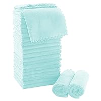 MOONQUEEN Ultra Soft Premium Washcloths Set - 12 x 12 inches - 24 Pack - Quick Drying - Highly Absorbent Coral Velvet Bathroom Wash Clothes - Use as Bath, Spa, Facial, Fingertip Towel (Frozen Blue)