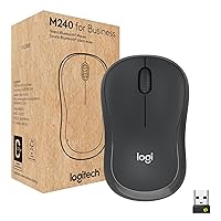 Logitech M240 for Business Silent Wireless Mouse, Secure Logi Bolt USB Receiver, Bluetooth, Globally Certified for Windows, Mac, Chrome, Linux, iPadOS, Android - Graphite
