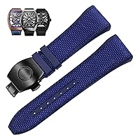 28mm Nylon Genuine Leather Silicone Watch band Black Blue Folding Buckle Watch Strap For Franck Muller V45 Series Watchbands