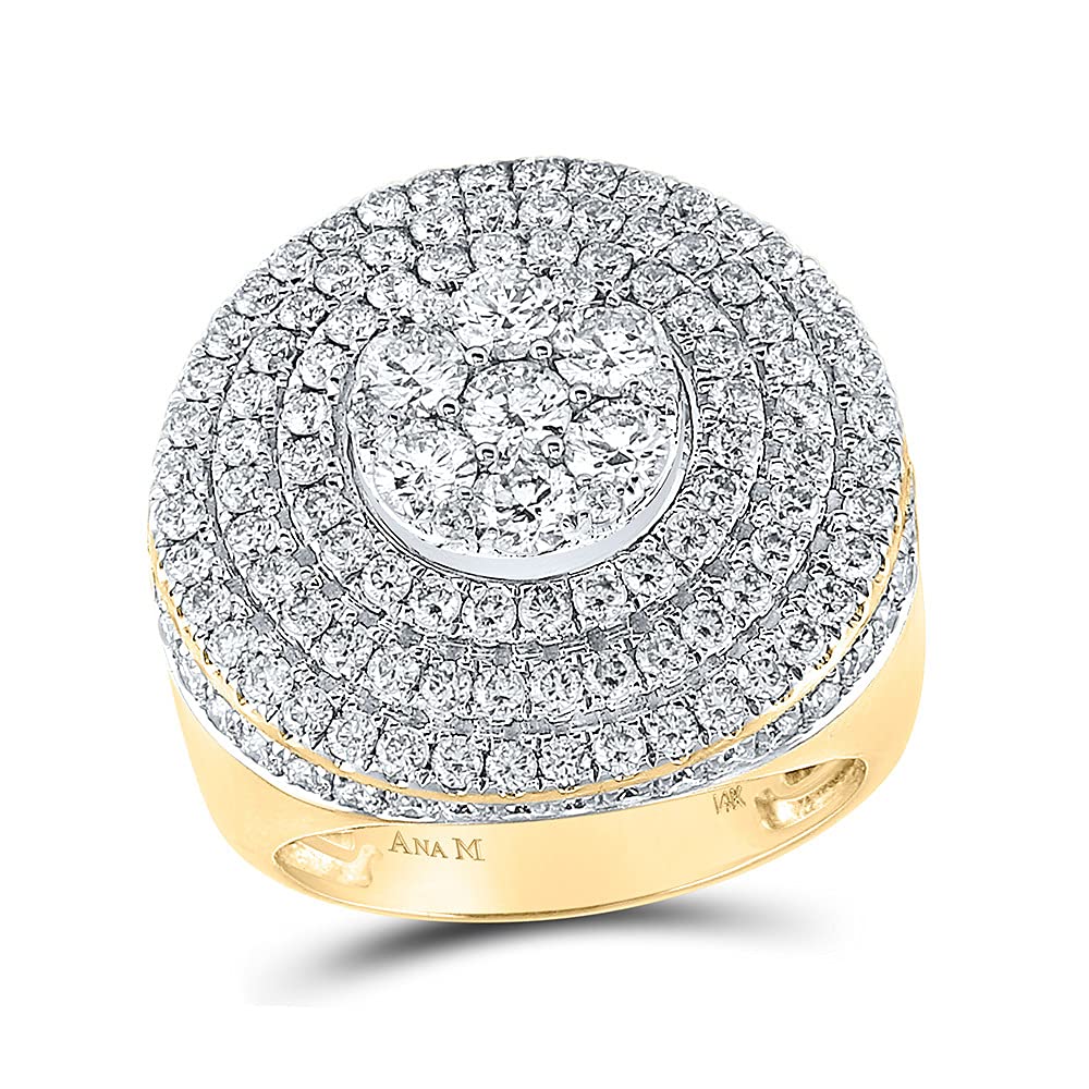 The Diamond Deal 14kt Yellow Gold Mens Round Diamond Circle Flower Cluster Ring 4-1/2 Cttw