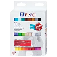 Staedtler FIMO Soft Polymer Clay - Oven Bake Clay for Jewelry, Sculpting, Crafting, 30 Pieces, Assorted Colors, 8023 C30