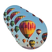 Drink Coasters with Holder Leather Coasters Set of 4 Hot Air Balloons Round Coaster for Drinks Tabletop Protection Cup Mat Pad for Home and Kitchen Coaster Set for Home Decor 4 Inch
