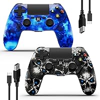 Kujian 2 Pack Wireless Controller for PS4, Wireless Remote Control Compatible with Playstaion 4/Slim/Pro/PC, with Dual Vibration/Six-axis Motion Sensor/Stereo Headset Jack/Touch Pad
