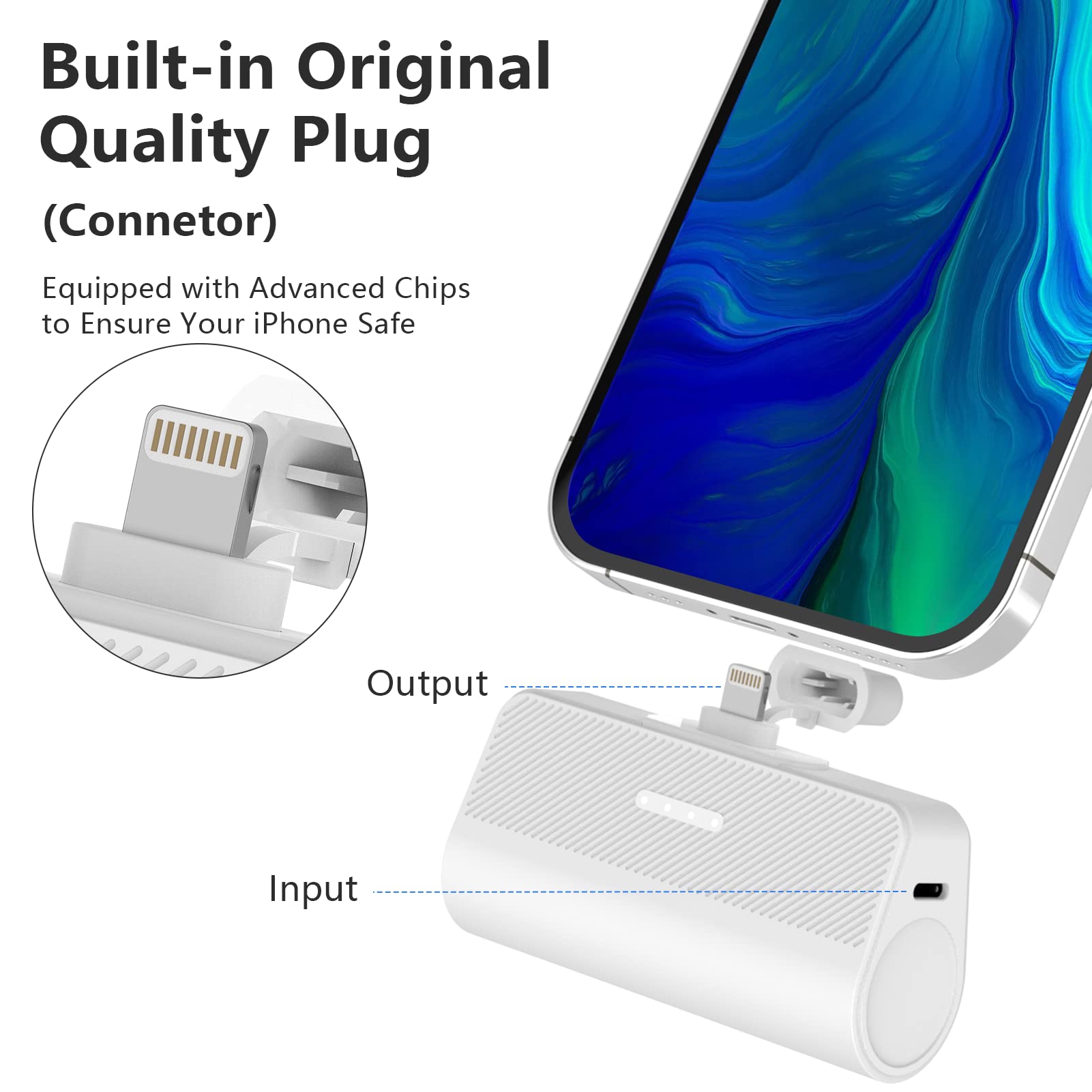 ATGIH Mini Portable Charger for iPhone, 4850mAh Ultra-Compact Small Power Bank Cute Battery Pack Compatible with iPhone 14/14 Pro Max/13/13 Pro Max/12/12 Pro Max/11 Pro/XS Max/XR/X/8/7/6/Plus/Airpods