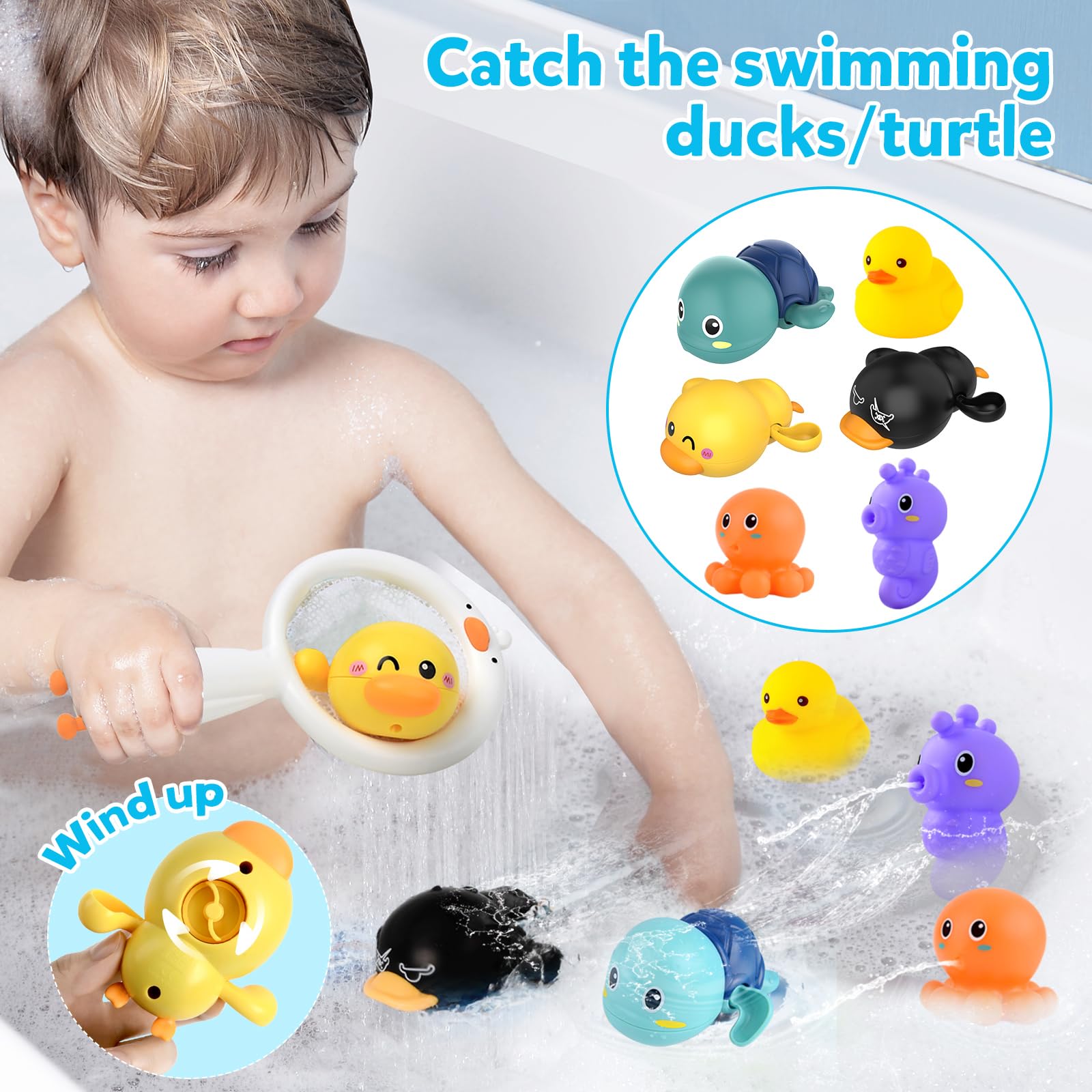 34PCS Bath Toys, Bath Toys for Toddlers 1-3 Year Old Boys Girls Baby Bath Toys Toddler Bath Toys for Kids Ages 4-8 Bathtub Toys for 3 4 5 6 7 8 Year Old Boys Girls Gifts for Boys Girls Baby