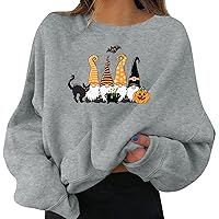 Womens Sweatshirt Extra Large Women's Halloween Pullovers Fun Graphic Print Round Neck Long Ladies Casual