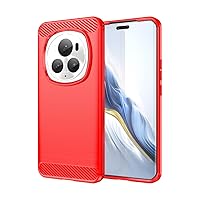 Case for Honor Magic 6 Pro,TPU Carbon Fiber Soft Silicone Bumpers Protective Cover Anti-Scratch Shockproof Heavy Duty Phone Case for Huawei Honor Magic 6 Pro 5G (Lasi Red)