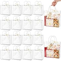 Ohuimrt 20 PCS Clear Gift Bags with Handles, Reusable Plastic Gift Wrap Bags with Ribbon Transparent Party Favor Bags Bulk for Weddings Birthdays, 9.84 x 9.84 x 3.54 Inches