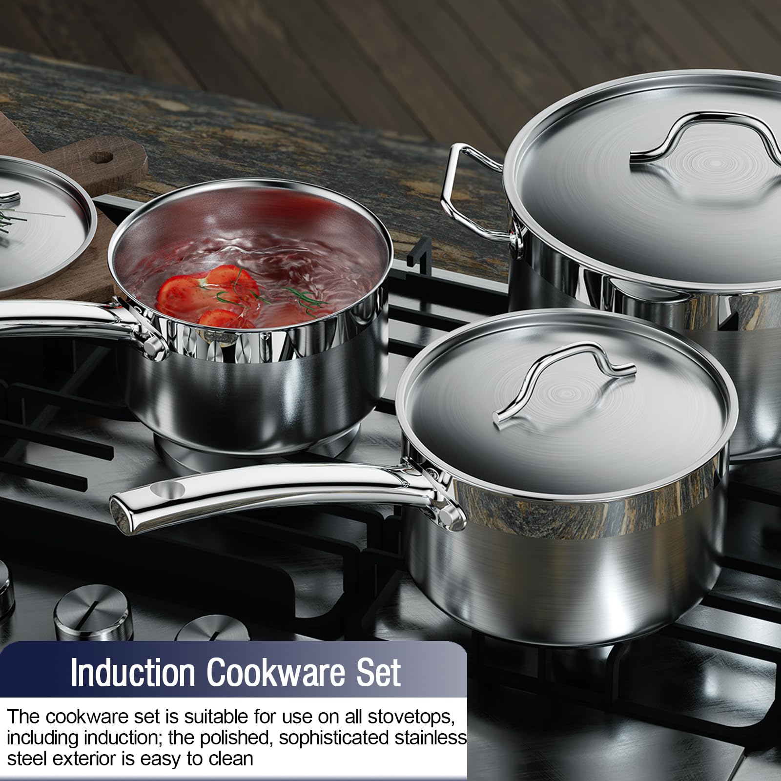 Cooks Standard Professional Stainless Steel Cookware Set 8PC, 8 PC, Silver