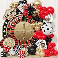 Casino Theme Party Decorations 150 Pcs Casino Balloons Garland Arch Kit Red Black and Gold Balloon with White Dice Foil Balloon for Casino Night Birthday Decorations