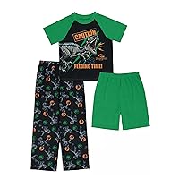 Jurassic World Boys' 3-Piece Loose-fit Pajama Set, Soft & Cute for Kids