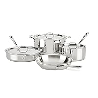 All-Clad D3 3-Ply Stainless Steel Cookware Set 7 Piece Induction Oven Broiler Safe 600F Pots and Pans Silver