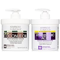 Advanced Clinicals Coconut Oil Moisturizing Cream + Hyaluronic Acid Hydrating Cream Set