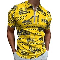 Heavy Equipment and Machinery Men's Golf Tees Casual T-Shirt Short Sleeve Polo-Shirt Tight Tops