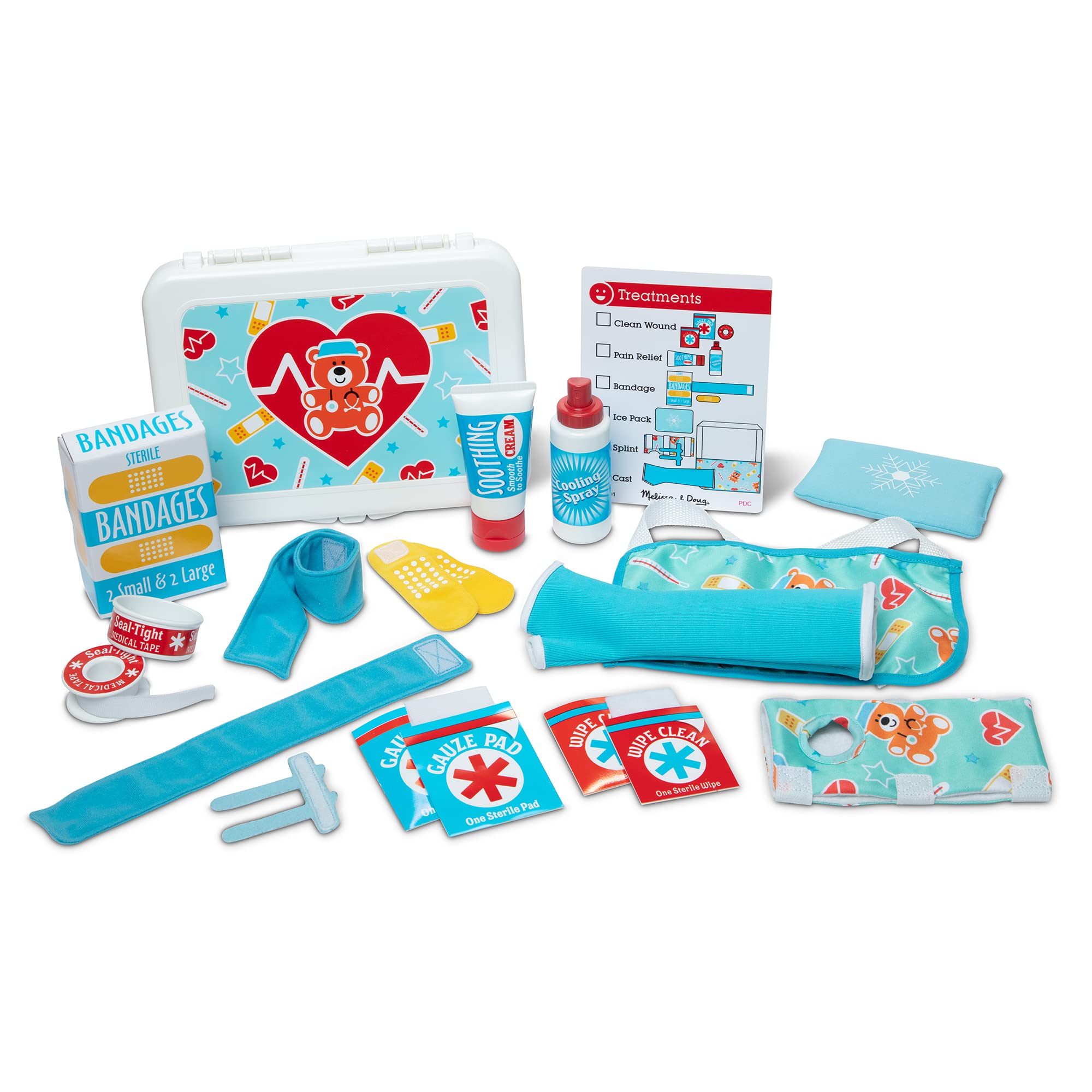 Melissa & Doug Get Well First Aid Kit Play Set – 25 Toy Pieces - Pretend Play Reusable Bandages