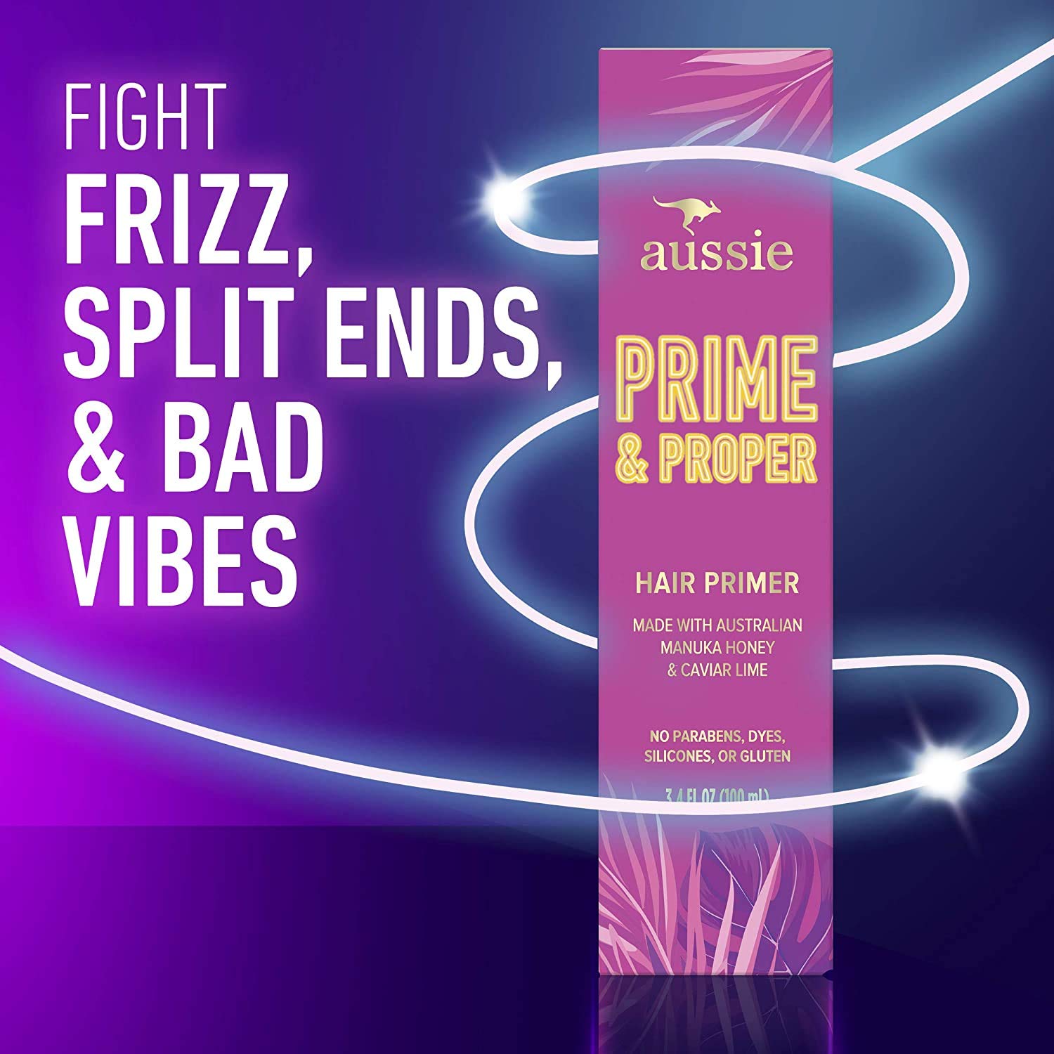 Aussie Prime & Proper Hair Primer Treatment, Heat Protectant Spray, Paraben & Dye Free, Infused with Australian Manuka Honey and Caviar Lime, RED, 3.4 Fl Oz
