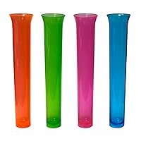 Party Essentials N1515 Brights Hard Plastic Tube Shot, 1.5 oz. Capacity, Assorted Neons Pink/Blue/Green/Orange (12 Packs of 15)
