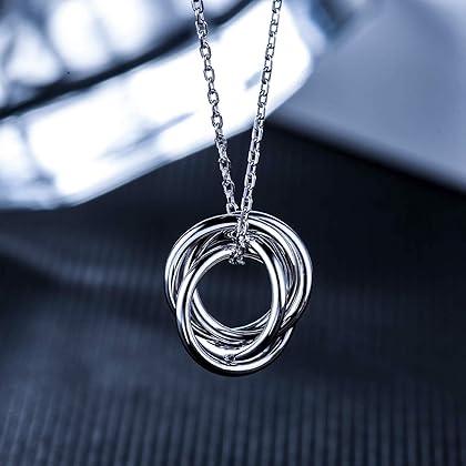 CHICLOVE Four Generations Necklace for Great Grandmother - Sterling Silver Four Circles Generation Necklace Gifts for Great Grandma (Four Generation Necklace)