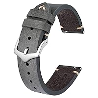 BISONSTRAP Men's Watch Bands, Hand-Stitched Leather Watch Straps, Quick Release, 18mm 19mm 20mm 21mm 22mm