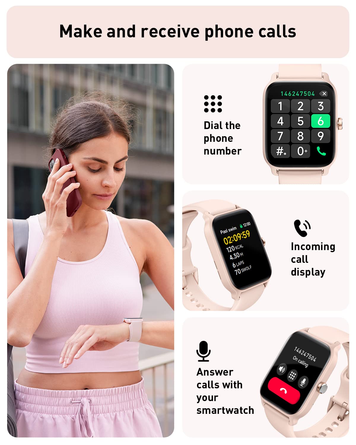 Gydom Smart Watches for Women, with Alexa, Answer & Call, Text Alert, 1.8
