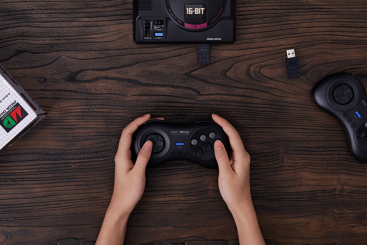 8Bitdo M30 2.4G Wireless Gamepad for Sega Genesis Mini and Mega Drive Mini and Switch with 6-Button Layout (Black)
