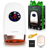 Lunix LX7 Touchscreen Electric Hand Massager with Compression, Pressure Point Therapy for Arthritis, Pain Relief and Carpal Tunnel, Shiatsu Massage Machine with Heat, with Hand Warmer, White