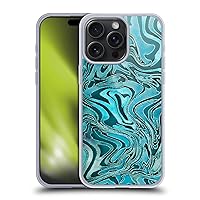 Head Case Designs Officially Licensed LebensArt Turquoise Geo Liquid Marble Soft Gel Case Compatible with Apple iPhone 15 Pro Max and Compatible with MagSafe Accessories