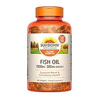 Fish Oil 1000mg Softgels, Omega 3 Dietary Supplement, Supports Heart Health, 144 Count (Includes 24 Bonus Softgels)