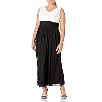 Marina Women's Plus Size Long Mesh Two-Tone Gown