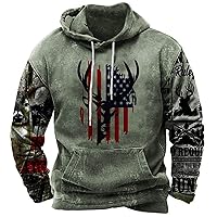 Hoodies For Men Fall Winter Casual Cotton Comfy Loose Tops Trendy Patchwork Printing Long Sleeve Hooded Sweatshirt