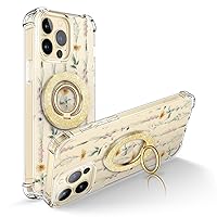 GVIEWIN Bundle - Compatible with iPhone 14 Pro Max Case (Sunward/Gold) + Magnetic Phone Ring Holder (Gold)