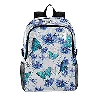 ALAZA Blue Flowers Floral and Butterflies Hiking Backpack Packable Lightweight Waterproof Dayback Foldable Shoulder Bag for Men Women Travel Camping Sports Outdoor