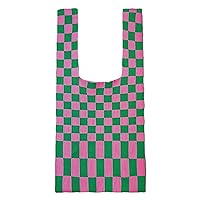 Knitted Tote Bag for Women Small Crochet Bag Checkered Striped Parttern Boho Woven Handbag Shopping Bag