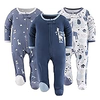 The Peanutshell Footed Pajamas Sleepers for Baby Boys, Sleep and Play Footies, 3 Pack