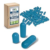 Purecaps USA - Size 00 Empty Blue Gelatin Pill Capsules - Fast Dissolving and Easily Digestible - Preservative Free with Natural Ingredients - (1,000 Separated Capsules)