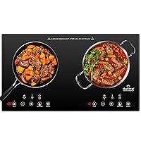 Duxtop 1800W Portable Induction Cooktop 2 Burner, Built-In Countertop Burners with Adjustable Temperature Control, Sensor Touch Induction Burner with Timer and Safety Lock, Easy to Clean, 8620BI/BTK35