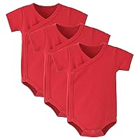 Baby 3 Pack Side-Snap Bodysuit Cotton Short Sleeve Pure Color Kimono Shirt Top 0-12 Months
