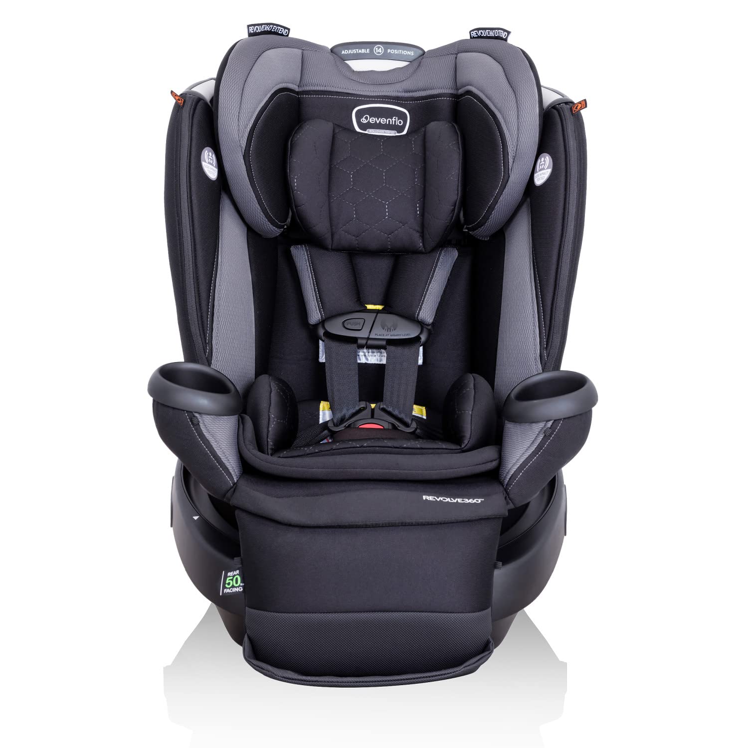 Evenflo Revolve360 Extend All-in-One Rotational Car Seat with Quick Clean Cover (Revere Gray)