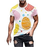 Easter T Shirts for Men Crewneck Short Sleeve Easter Bunny Egg Print Graphic Tee Shirt Casual Summer Fashion Clothes