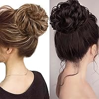 MORICA Messy Hair Bun Hair Scrunchies Extension Curly Wavy Messy Synthetic Chignon for Women Updo Hairpiece