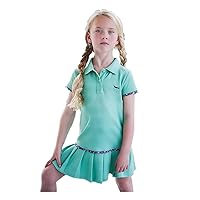 Toddler Girls' Mint Green Polo Dress - 100% Pima Cotton Pleated Tennis Dress