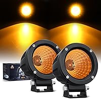 Nilight Amber Led Light Pods 2PCS 3Inch Flood Round Led Offroad Fog Light Built-in EMC Driving Lights Auxiliary Light for Motorcycle SUV ATV Truck Boat Tractor Forklift, 5 Years Warranty