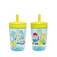 Zak Designs 15oz Cocomelon Kelso Tumbler Set, Leak-Proof Screw-On Lid with Straw Made of Durable Plastic and Silicone, Perfect Bundle for Kids, 1 Count (Pack of 1)