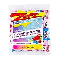 Zotz Fizz Power Candy Assorted - Fruit Flavored Hard Candy with a Fizzy Center | 230g Bag, Single Pack | Cherry, Watermelon & Blue Raspberry | Gluten-Free