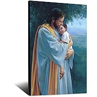 Jesus Christ Holding Child (2) Canvas Wall Art Print Picture Modern Family Bedroom Home Room Decor Posters Gift Painting 16x24inchs(40x60cm)
